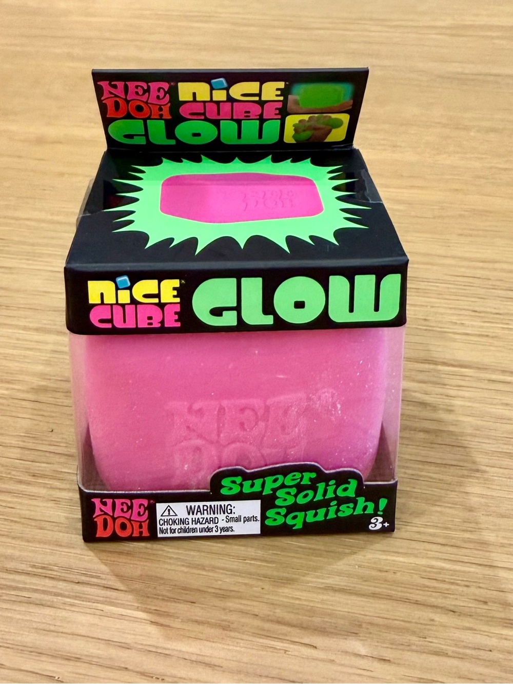 NeeDoh Nice Cube GLOW in Pink - Super Solid Squish 🩷
